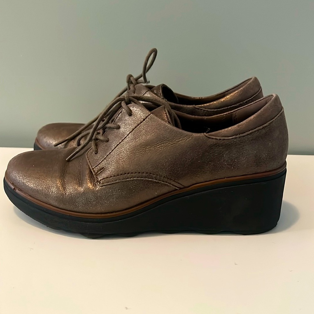 Clark's Bronze Ankle Boots with Wedge Heel